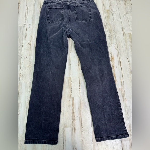 L.L. Bean BeanFlex Jeans Womens 14 M/T Black Denim Stretch Straight Leg - Picture 11 of 11